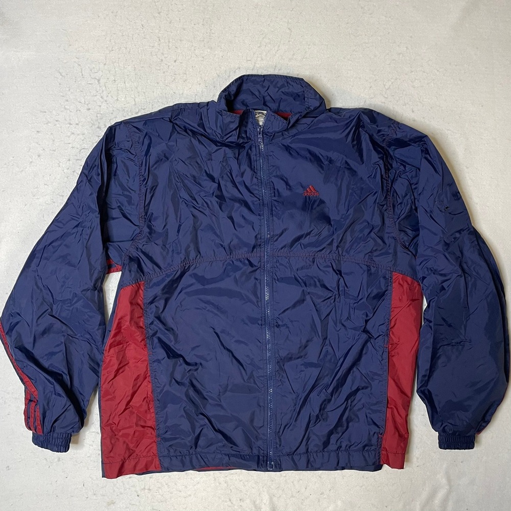 Adidas Track Jacket Navy Red Athletic Sportswear Full Zip Men's Size‎ L Vintage